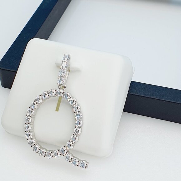 "925 Sterling Silver Cubic Zirconia Initial Pendant, UU1P6A6183 - Picture 5 of 9